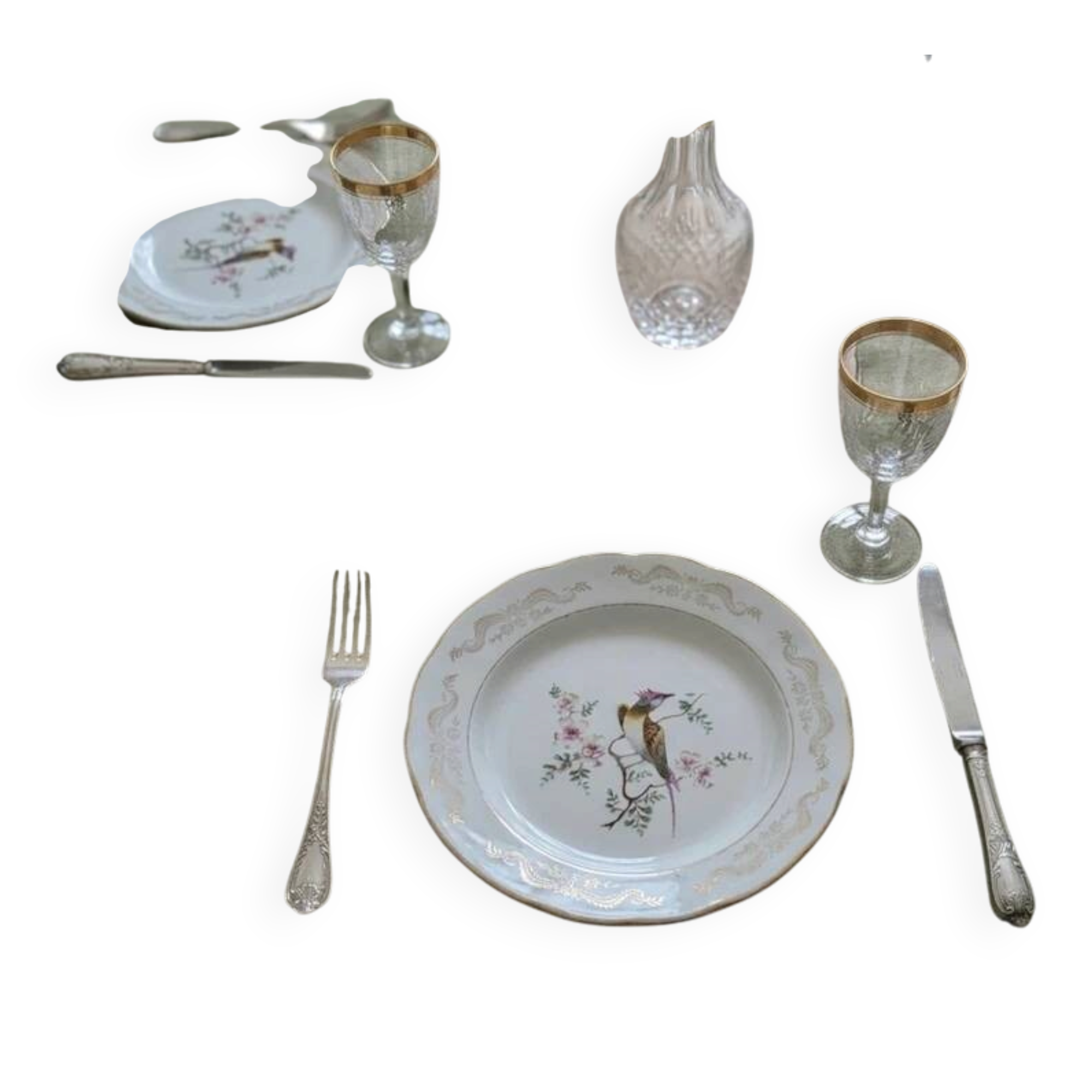 Two antique plates gien – yokohama model – 19th century earthenware