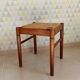 Vintage straw stool in cherry wood 70s/80s