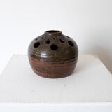 Vase pique-fleurs en grès de Fontgombault, années 70