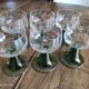 Set of 6 Alsatian wine glasses in chiseled crystal with green turned foot