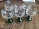 Set of 6 Alsatian wine glasses in chiseled crystal with green turned foot