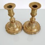 Pair of 19th century gilt bronze candlesticks - Château de Compiègne