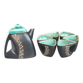 Cafetière et tasses , céramique Design Triangulaire 1950
