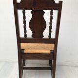 Set of 6 vintage straw and turned wood chairs