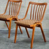Set of 4 fabric chairs by Ton Bystrice 1960