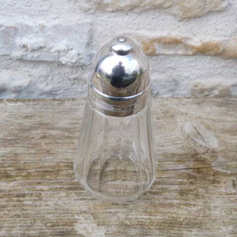 Glass and silver-plated sugar shaker Christofle