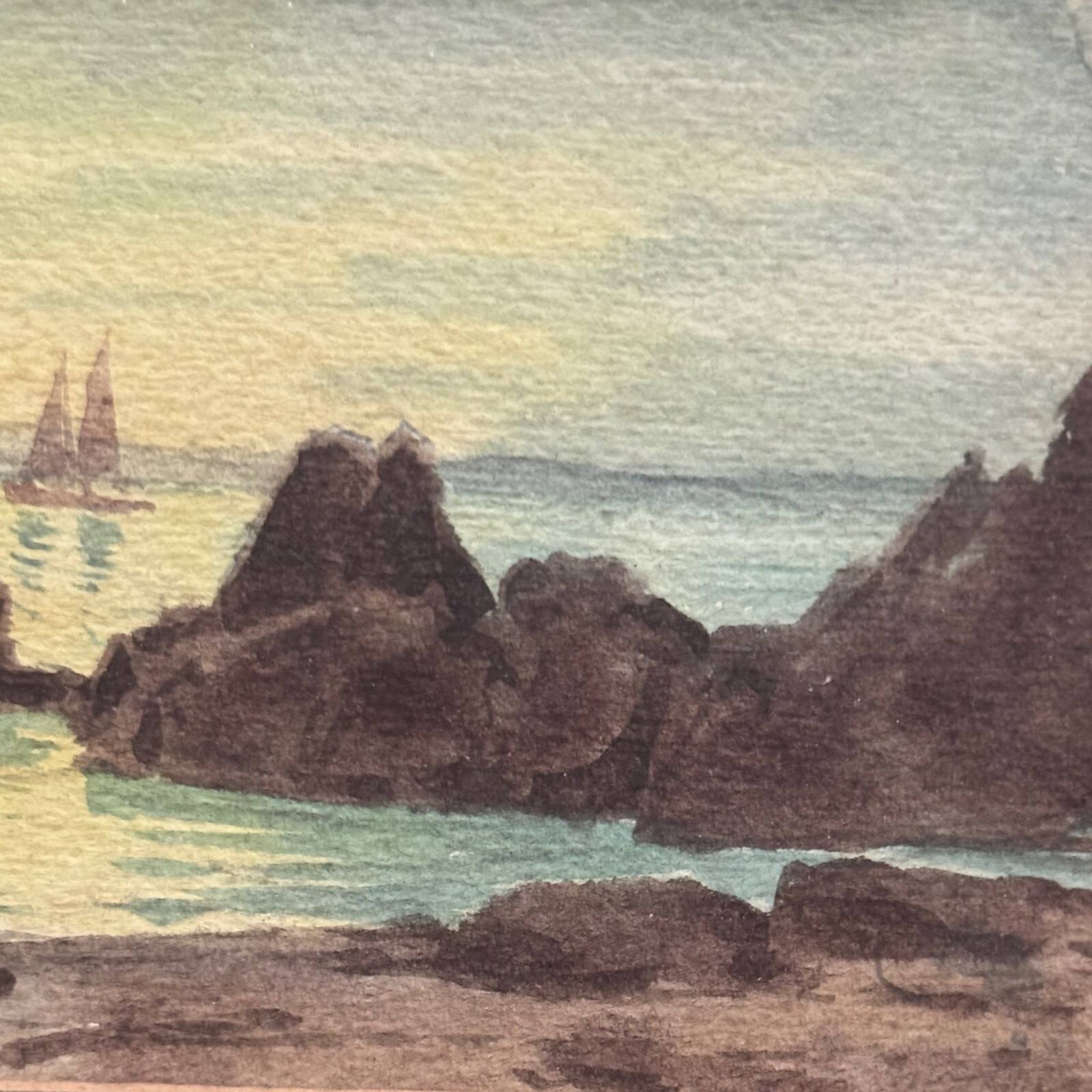 Aquarelles sur papier représentant des côtes rocheuses par L. Roger, XXe