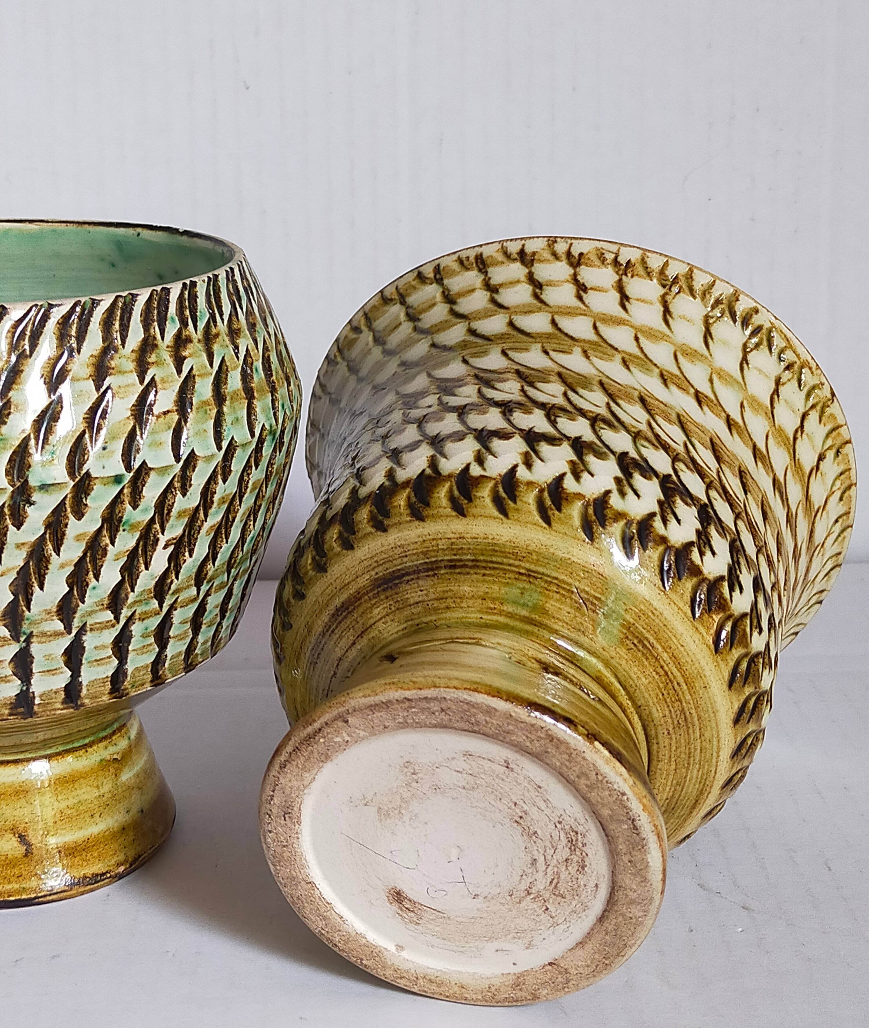 Duo of sacrificed ceramics Pottery by Pieter Groeneveldt 60s