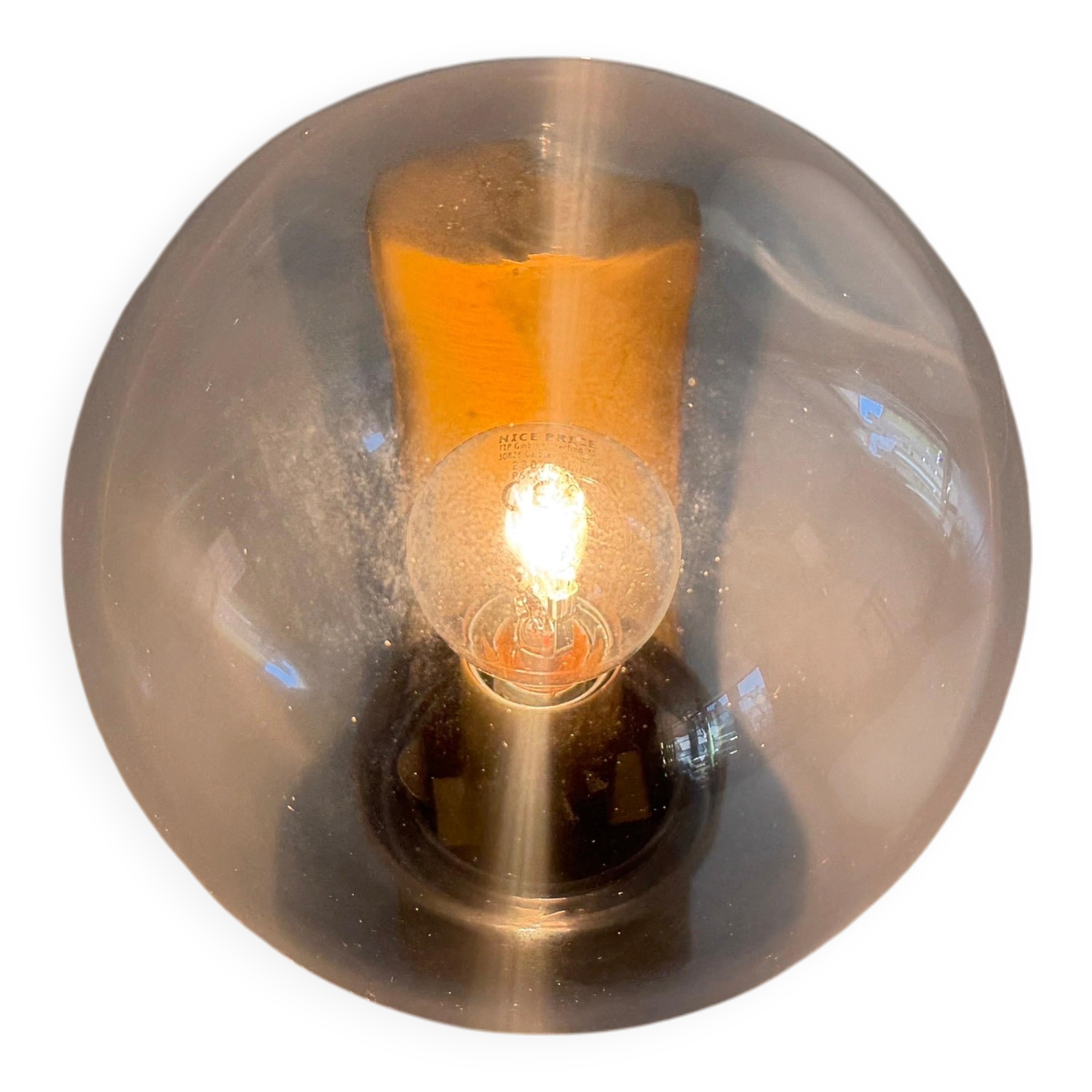 Simple glass and brass wall light from the mid-century, 1960, Germany.