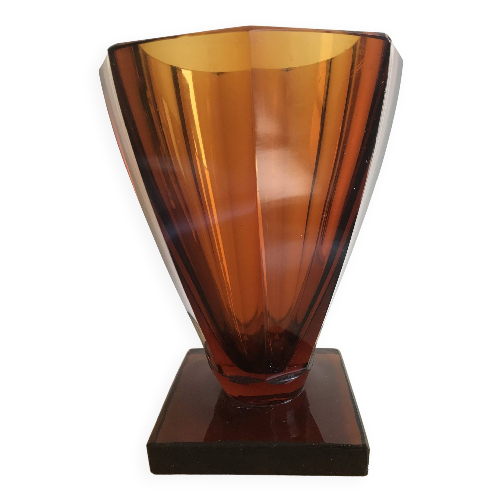 art deco ocher glass vase