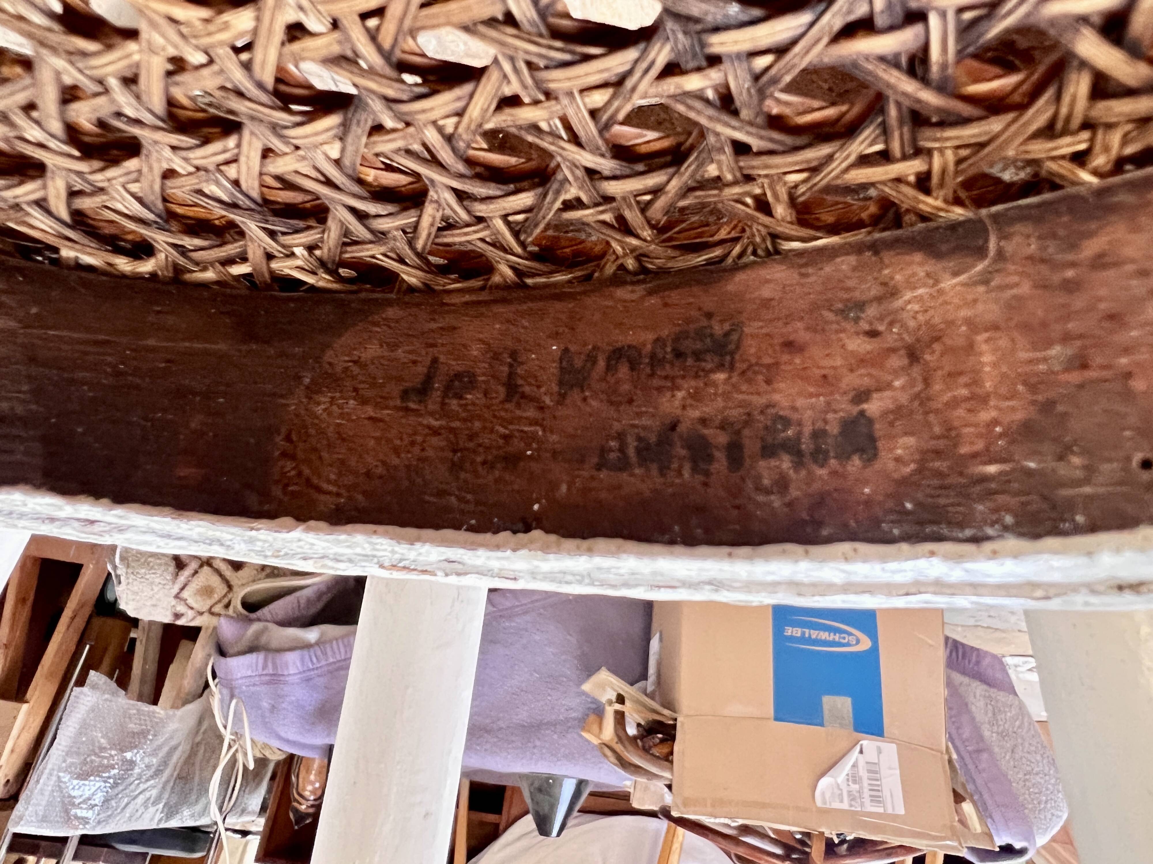 Pair of 2 bistro chairs in white bentwood and canework Jacob Josef Kohn