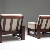 Pair of modern mid-century solid mahogany clubs - 1960