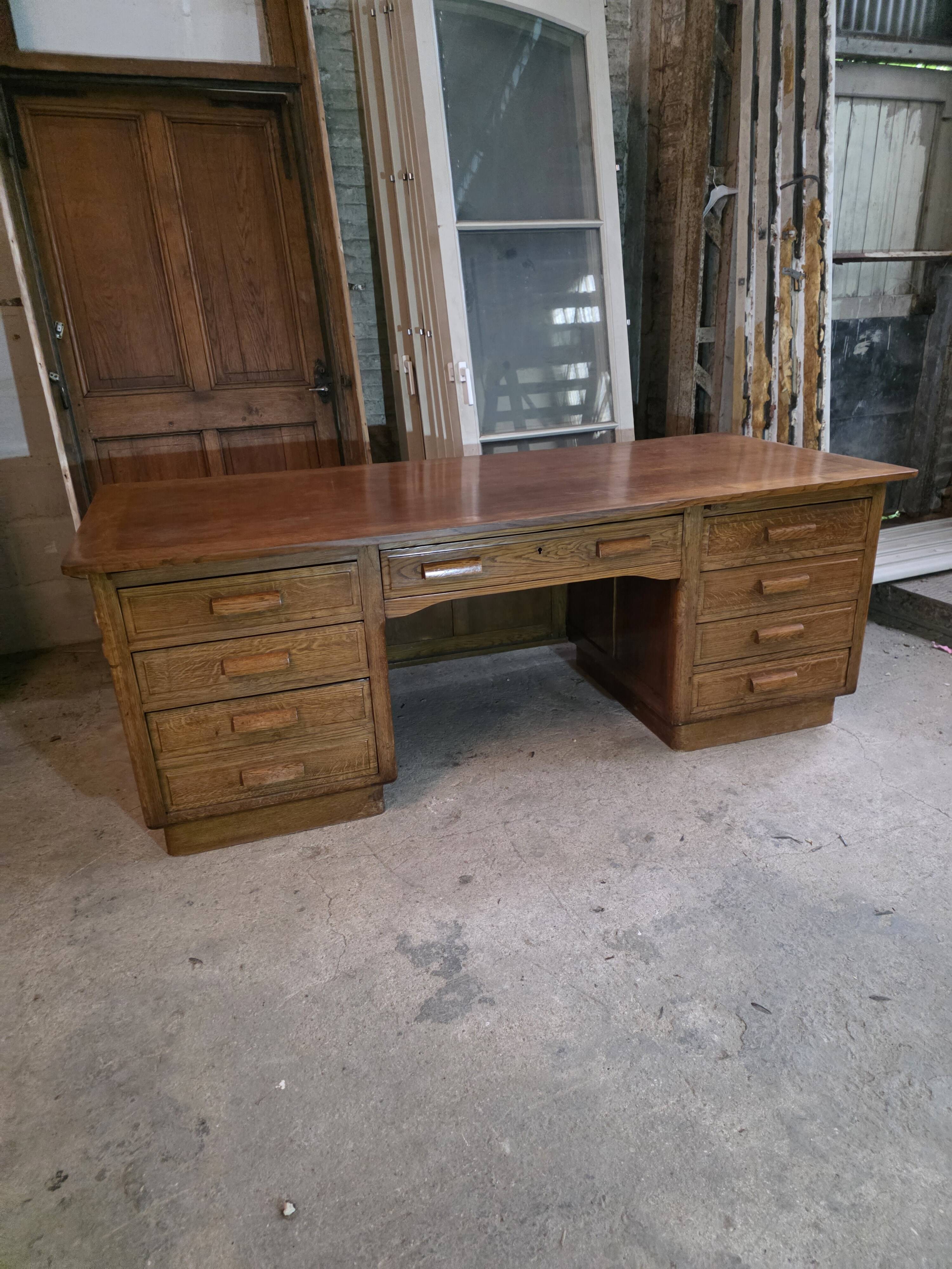 Bureau ministre XXL en chêne , 220 × 95 cm