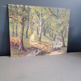 Oil on wood landscape signed Carl SIM