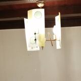 Golden chandelier and glass plates, art deco, vintage style Strangfeld und Gregor Radeberg Dresden 1950