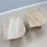 Tables basses sculpturales en marbre travertin de design italien vintage