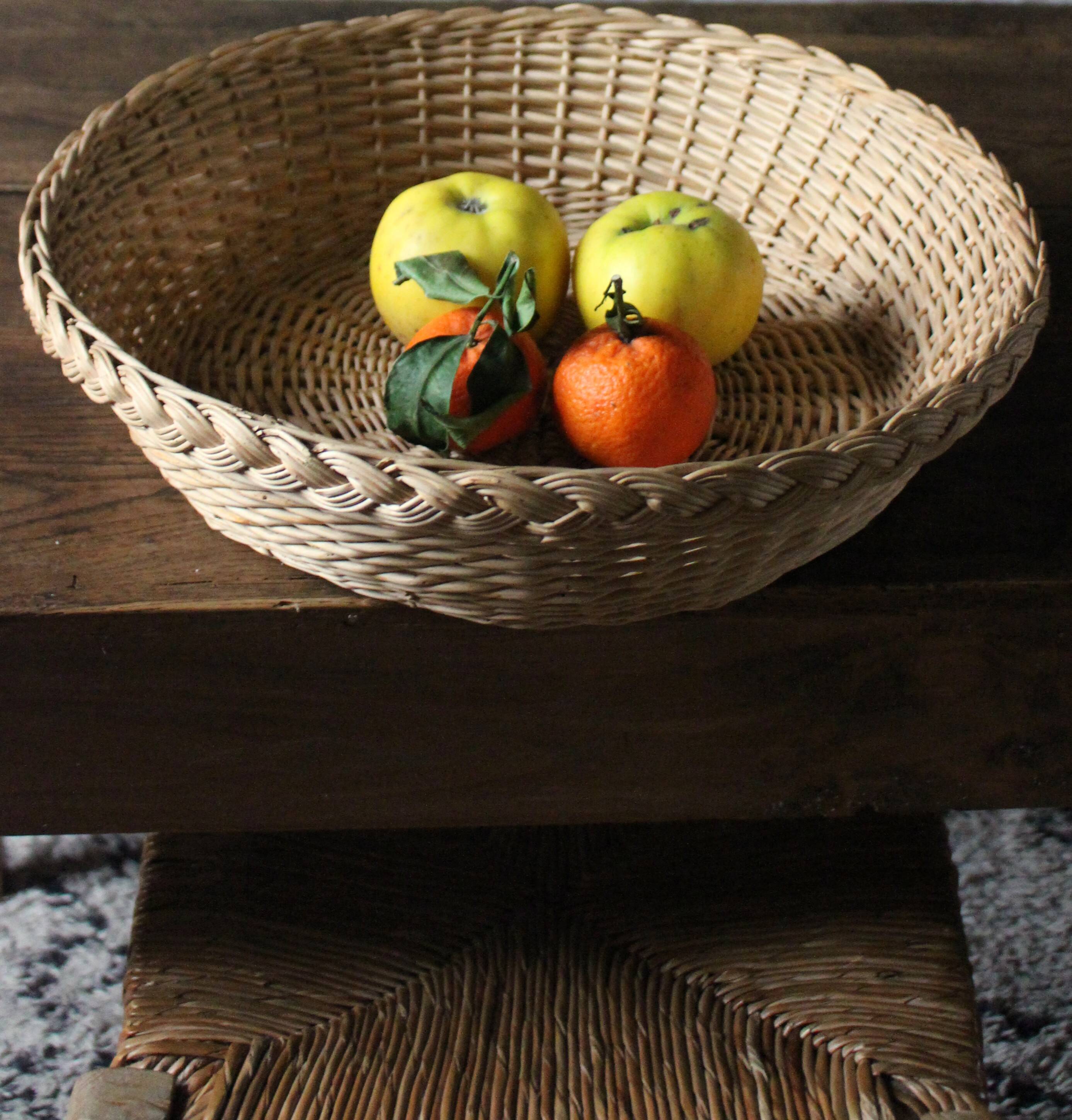 Vintage round wicker basket