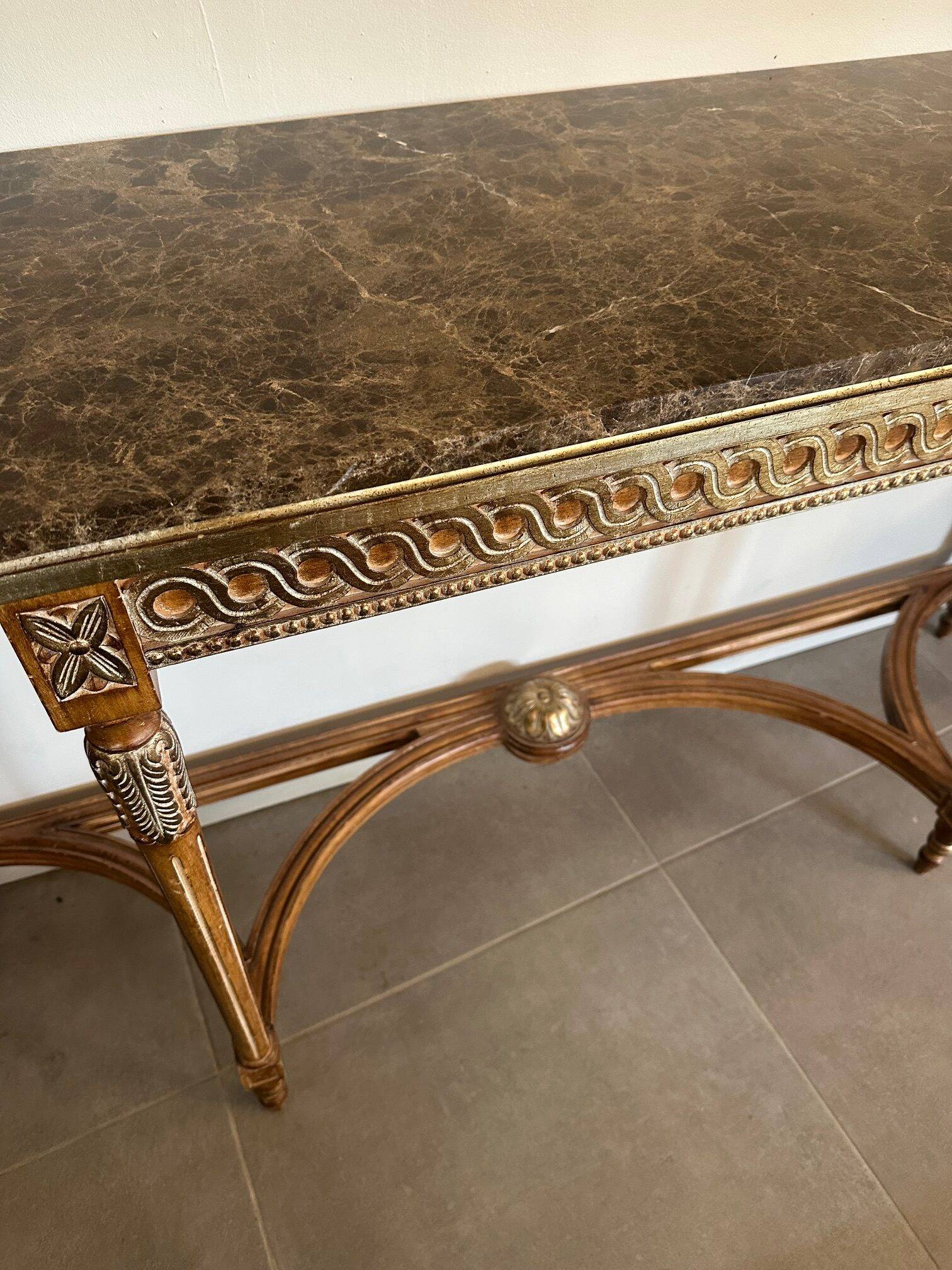 Marble and gilded wood console table