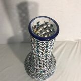 Former openwork vase painted glazed ceramics decoration vintage