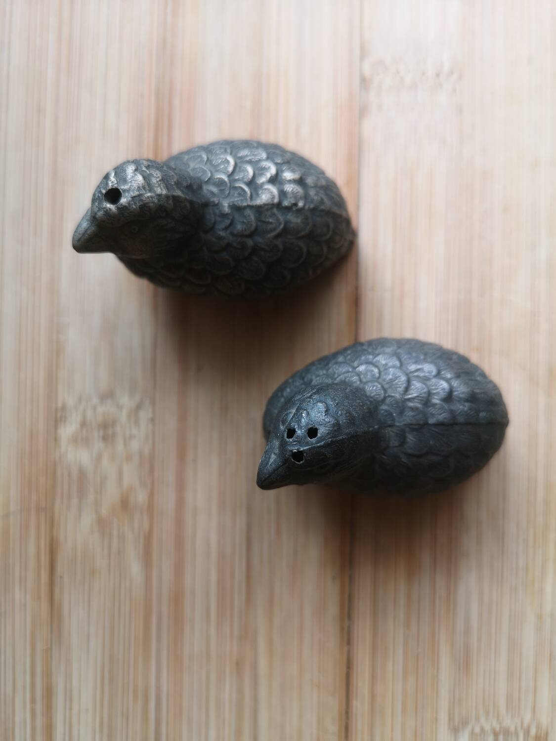 Art Deco quail salt cellars
