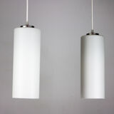 Pair of vintage Danish opaline glass hanging light