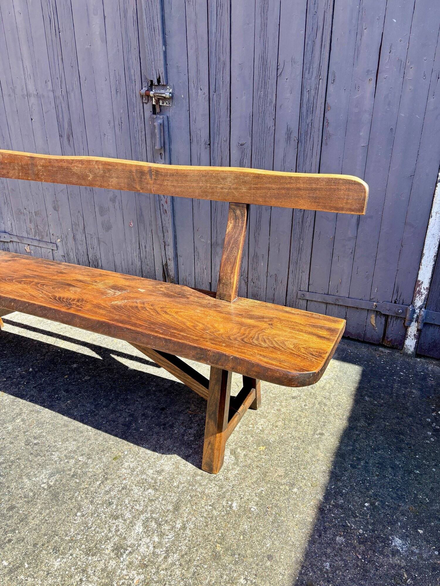 Banc en bois foncé Aranjou années 1980