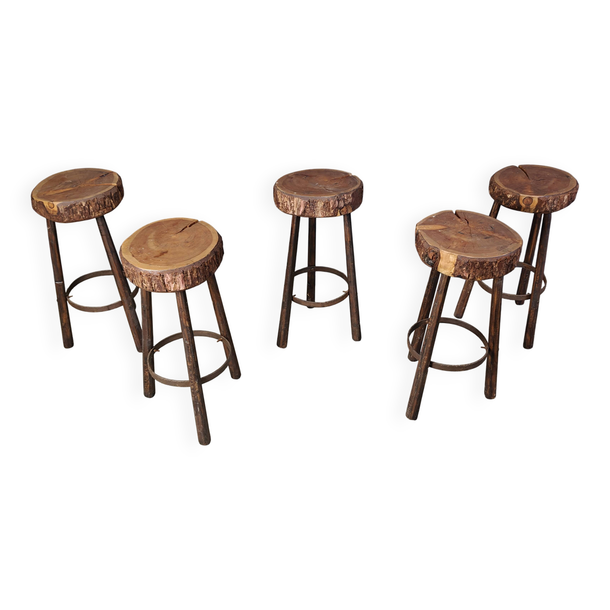 Vintage tree trunk bar stools, 1970s