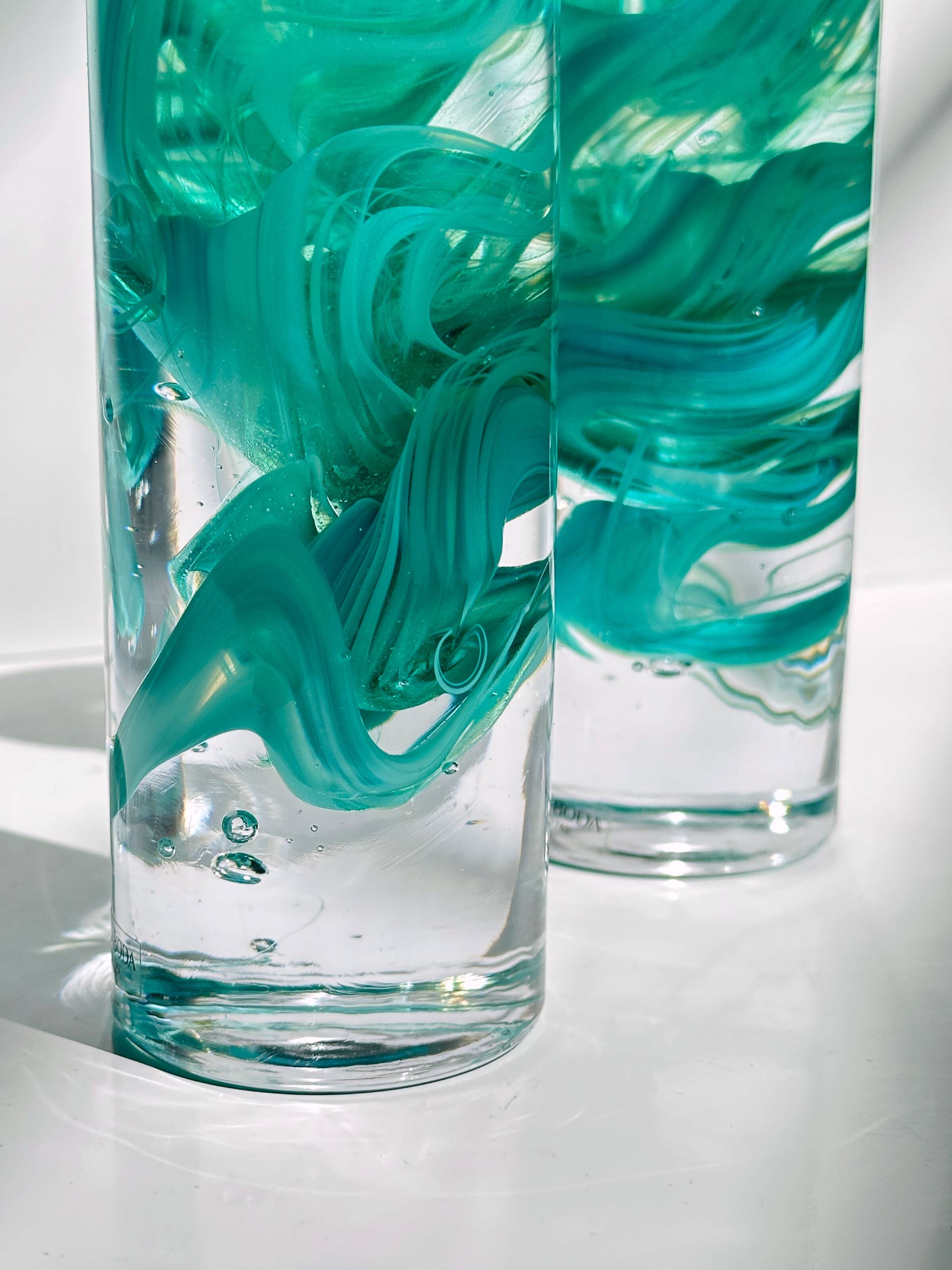 2 Kosta Boda Atoll candle holder by Anna Ehrner turquoise