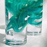 2 Kosta Boda Atoll candle holder by Anna Ehrner turquoise