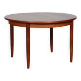 Large round extendable teak dining table, 1960s