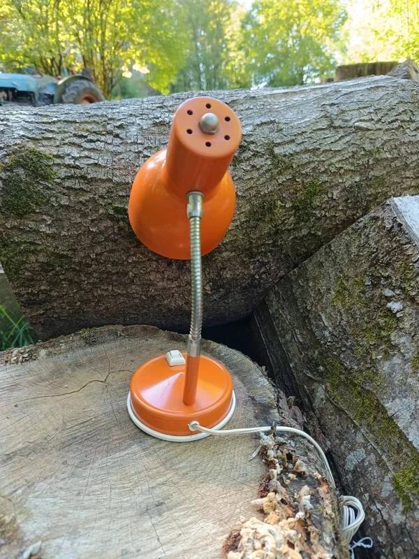Vintage orange metal bedside lamp from the 60s / 70s