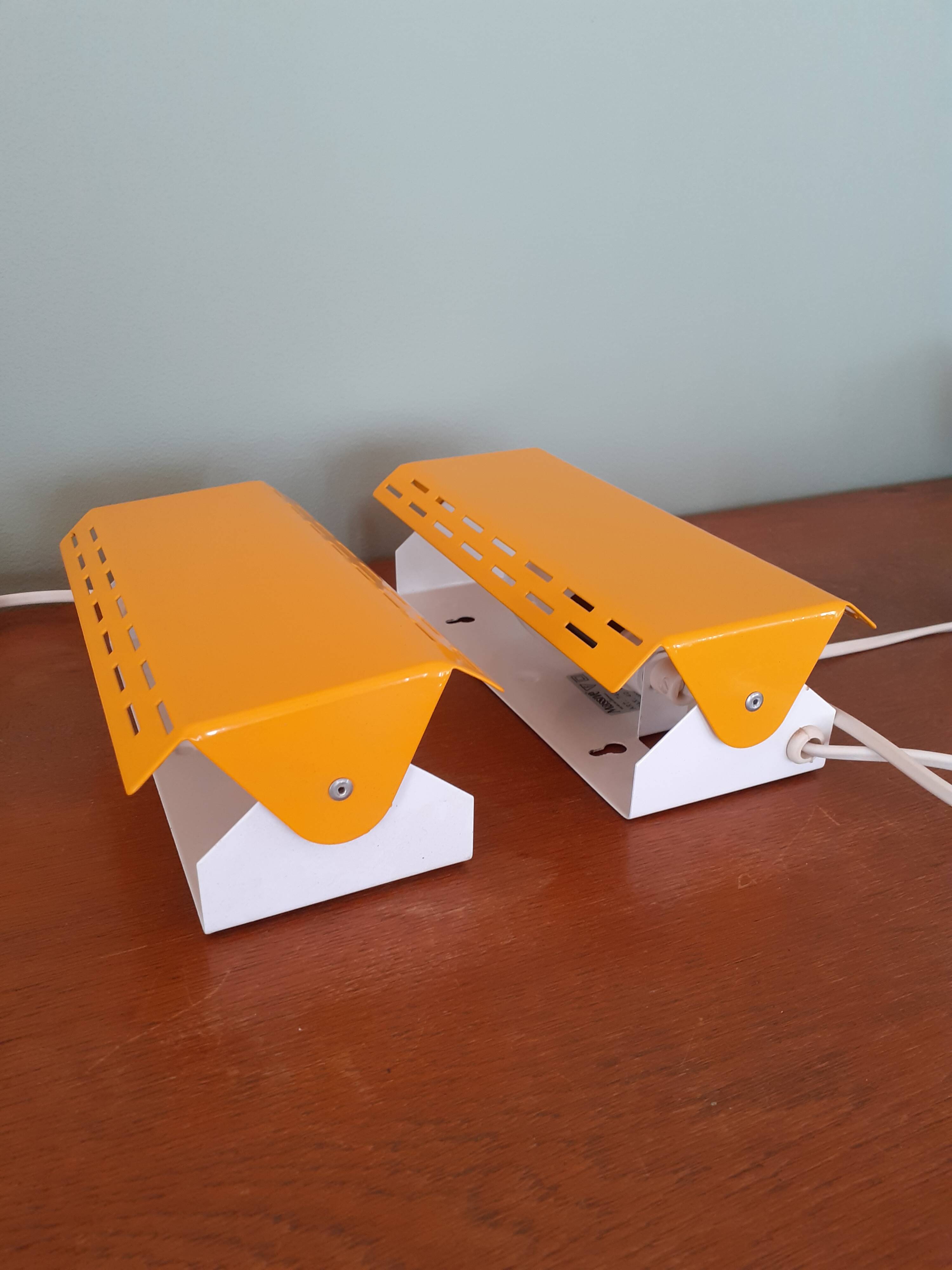 2 vintage adjustable metal wall lights - design Gerard Gossé for Massive