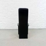 Cidue Style Black Sadle Leather High Back Italian Design Dining Chairs 70s