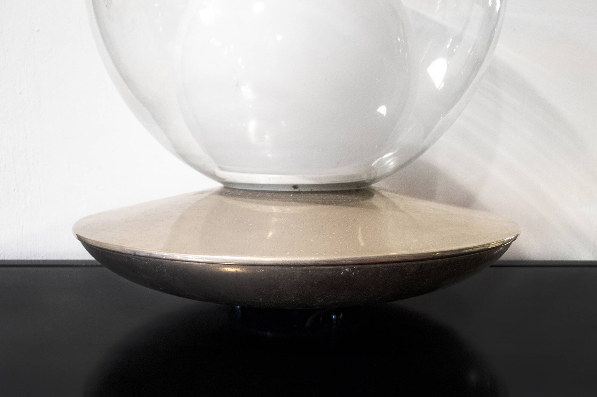 Glass & Chromed Metal Table Lamp, Italy, 1970s