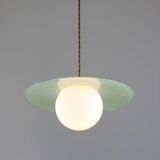 Mid-Century Italian Brass and Opaline Angel Pendant Lamp