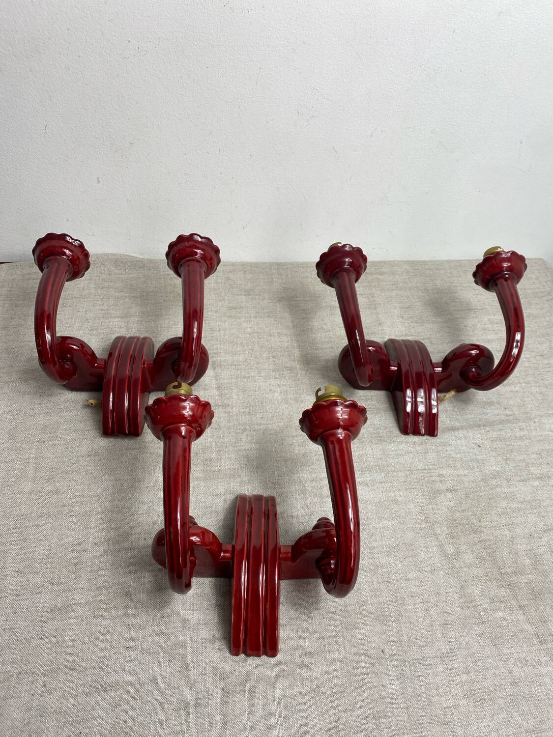 Art Deco ceramic wall lights, adjustable arms