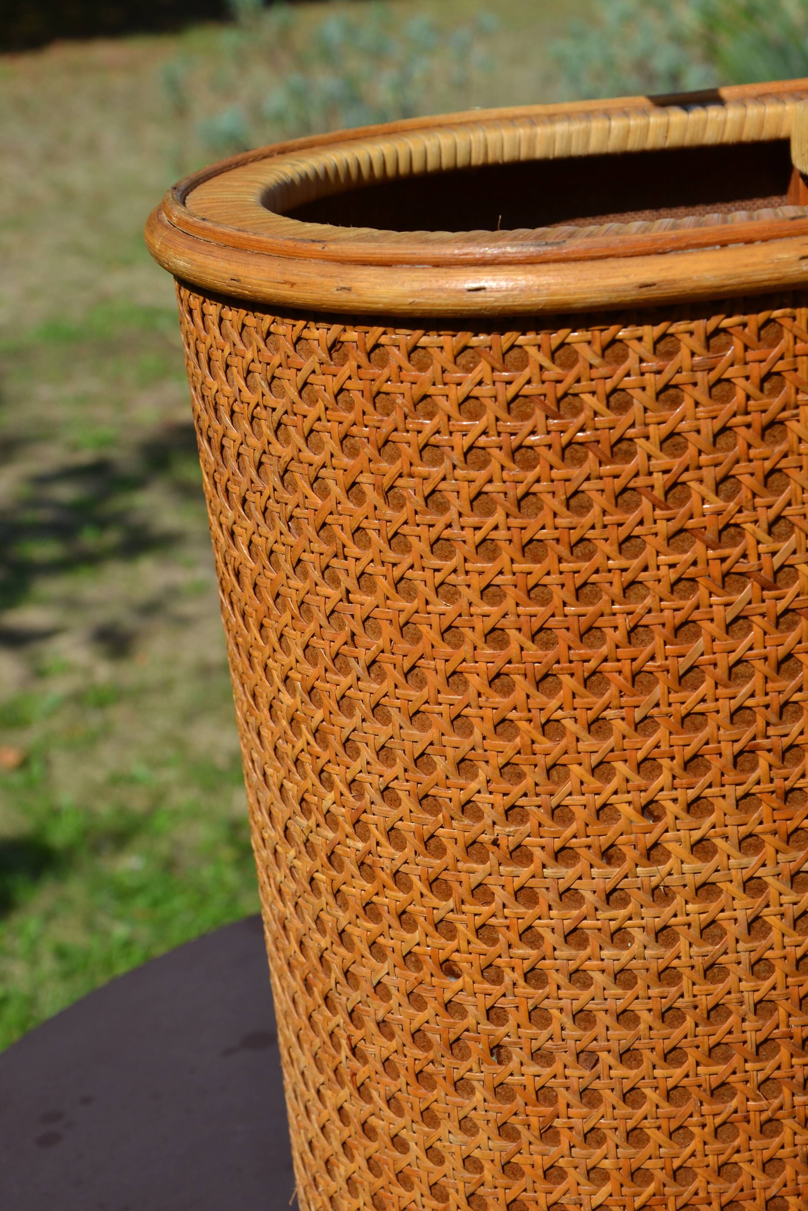 Vintage wicker and cane umbrella stand
