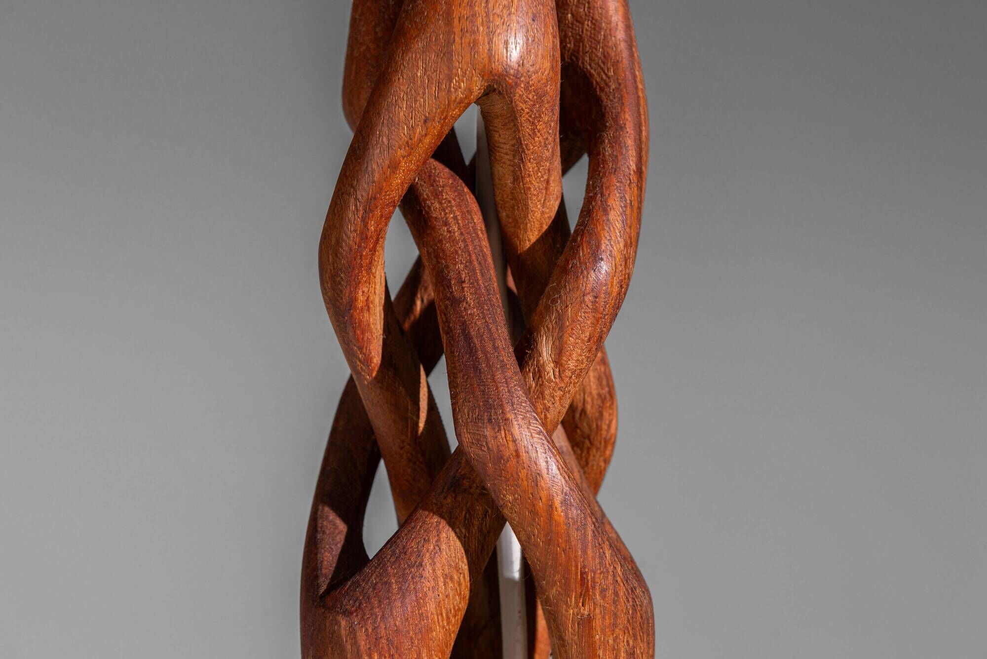 Organic form sculptural teak table lamp