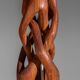 Organic form sculptural teak table lamp