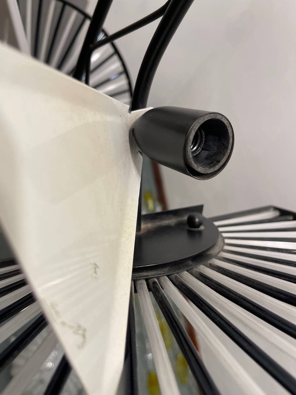 Architectural Black and white Murano Glass Rod  Light Pendant 1980’s