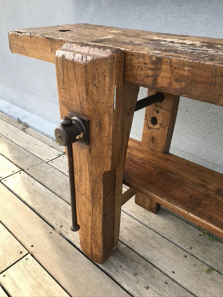 250cm oak carpenter's workbench, early XX