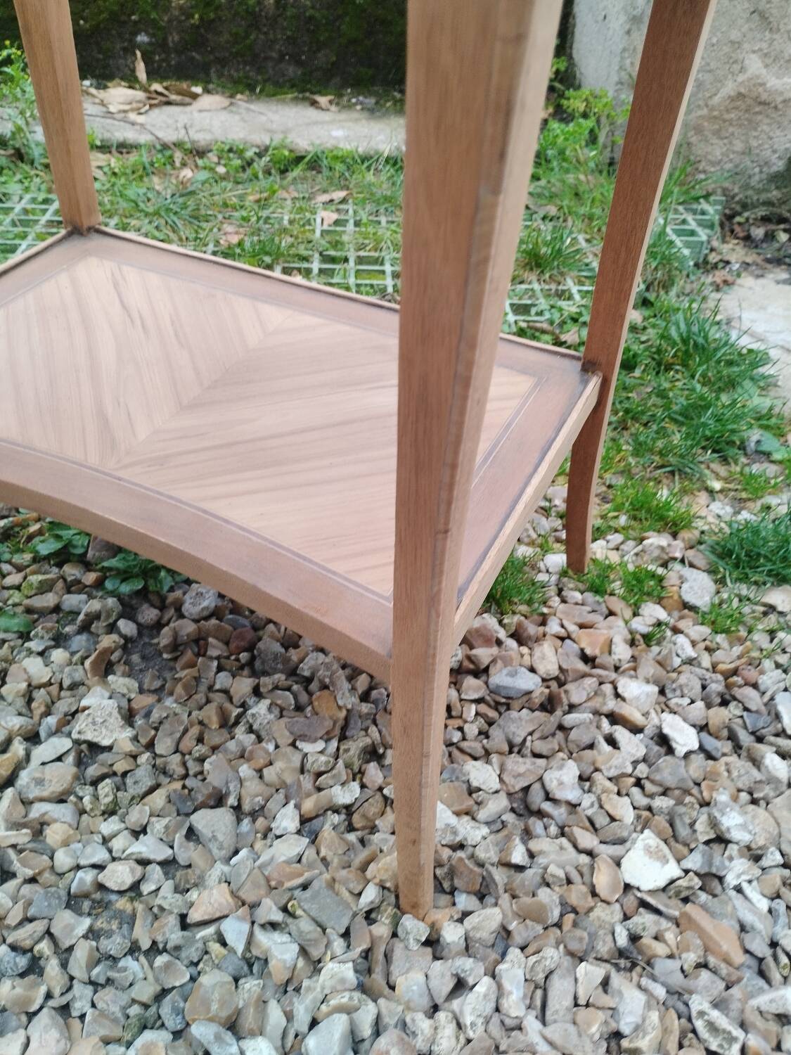 Antique Louis XVI style marquetry bedside table