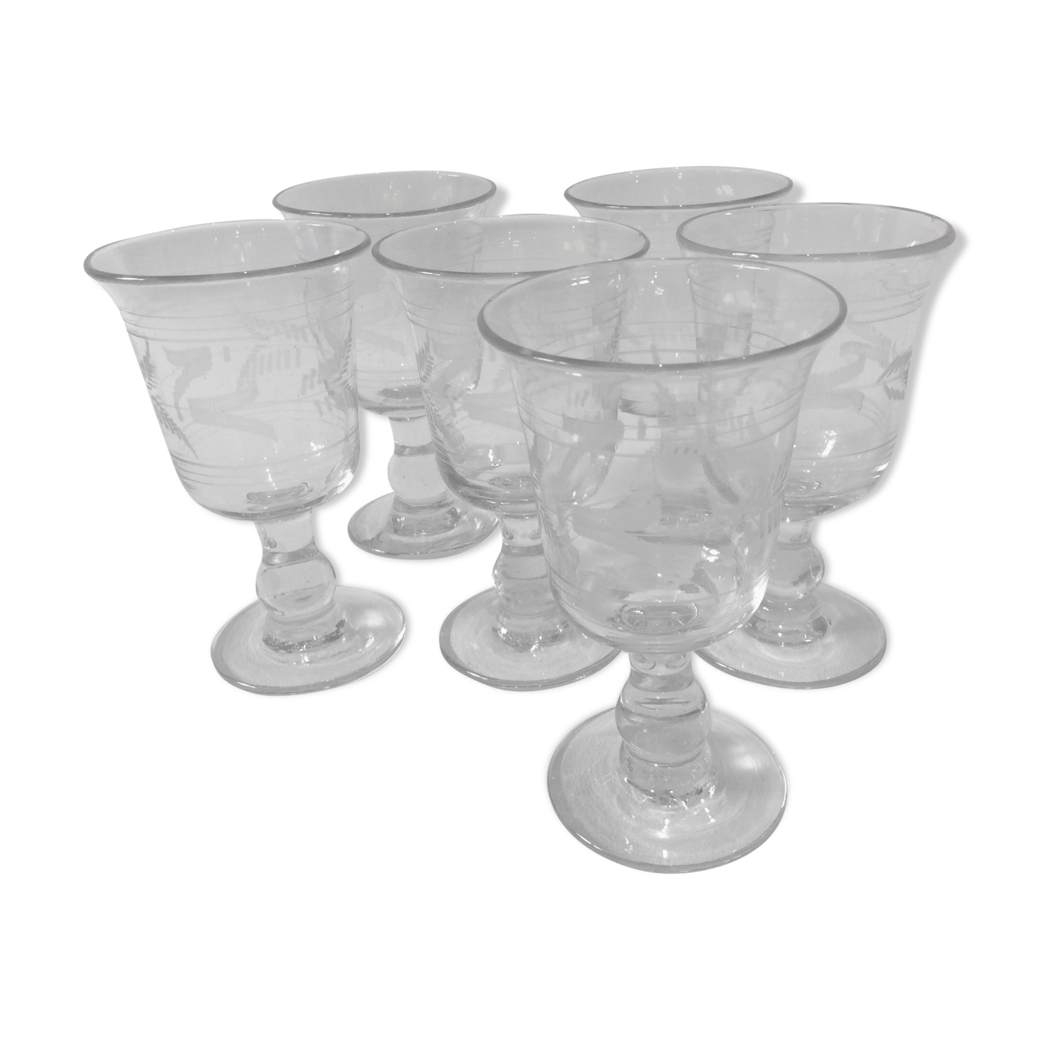 Set de 6 verres gravés soufflés