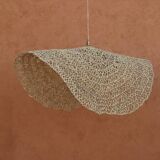 Handmade wicker hanging basket with brass finish