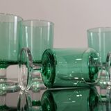 8 Emerald green wine/water glasses on foot model suede luminarc