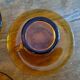 Set of 6 cups & saucers vintage Duralex amber glass signed