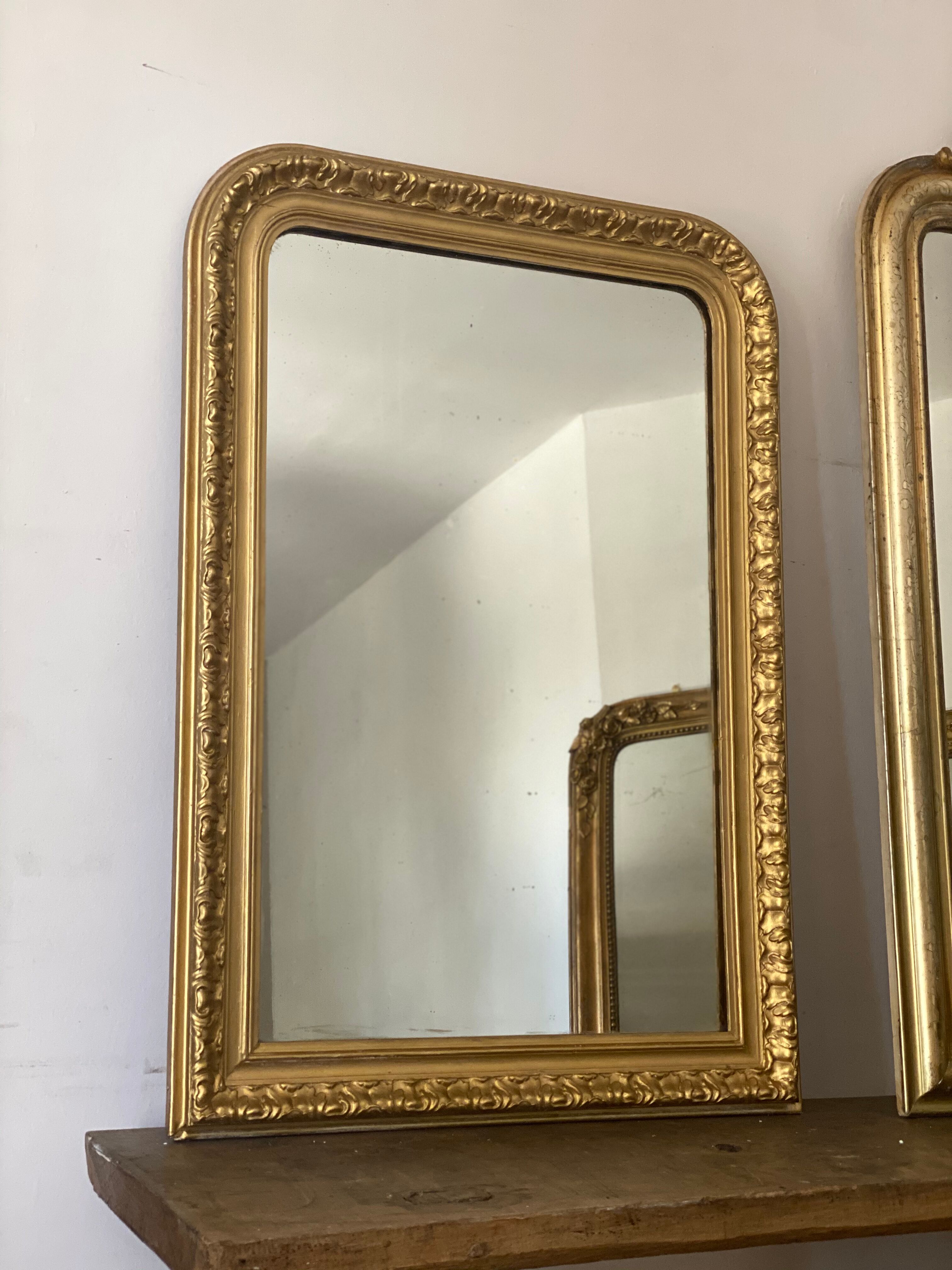 Ancient mirror louis Philippe gilded carved mercury ice - 110x78cm