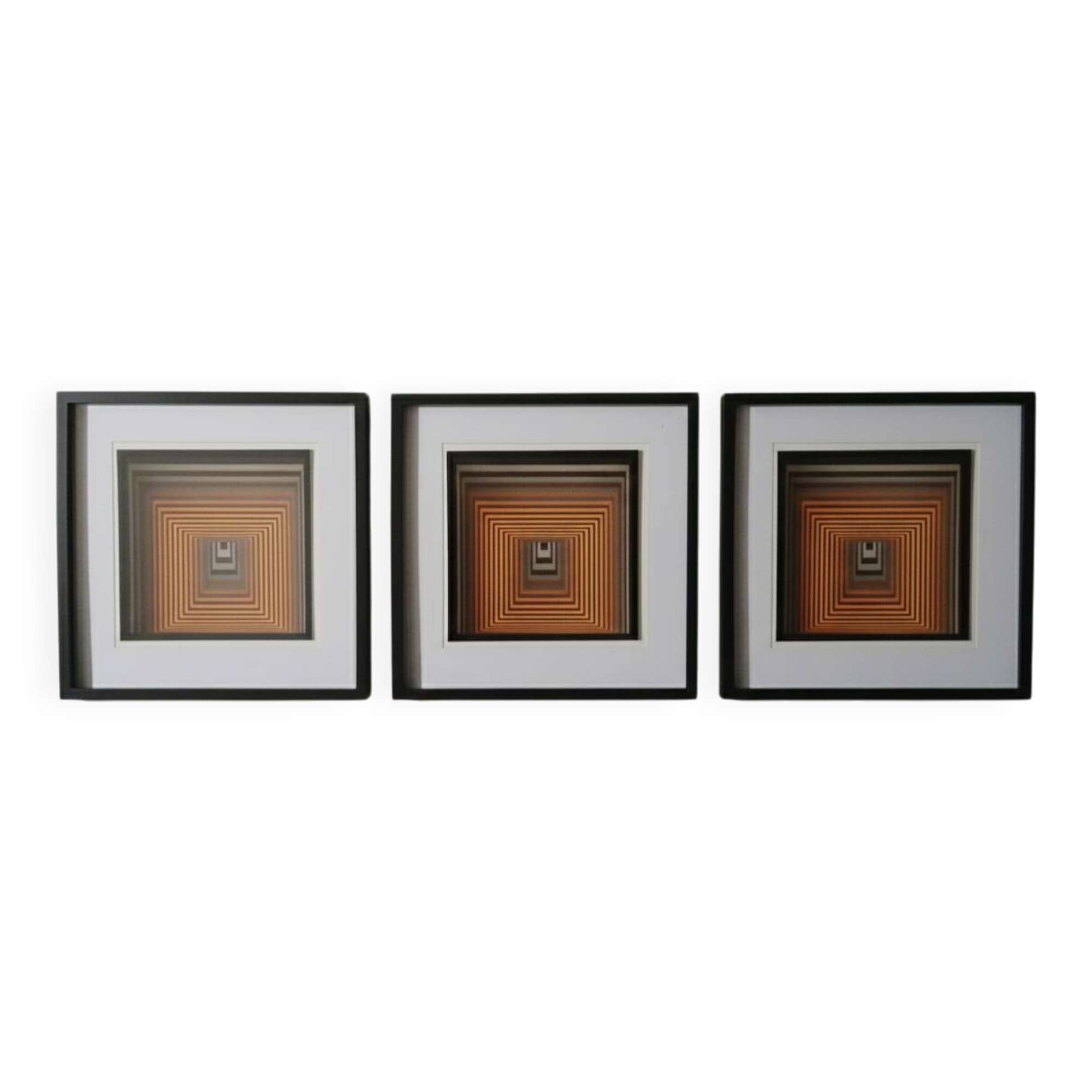 Triptych Vintage Optical Art - Victor Vasarely - 3 Frames 40