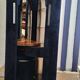 Coiffeuse vintage cylindrique bleue nuit année 70