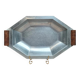 Vintage hammered aluminium tray with wooden handles – Art Deco / modernist style